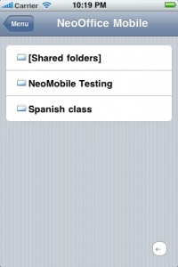 Screen snapshot of listing uploaded files on an iPhone
